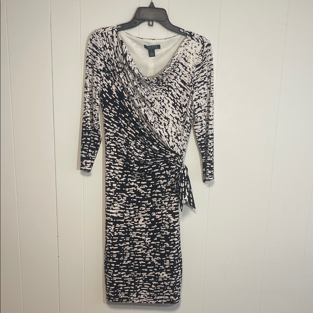 Ralph Lauren Black and White Long Sleeve Dress new size 8